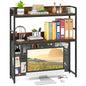 Multipurpose 2-Tier Desk Hutch with Pegboard for Home Office