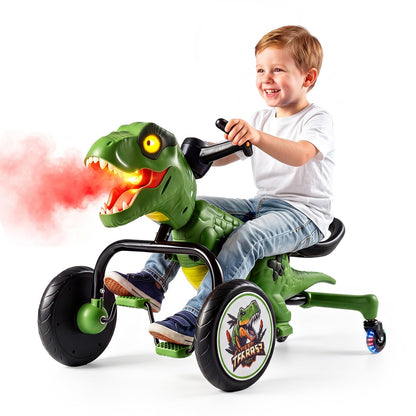 Kids Tricycle, Dinosaur Toddler Trike with Lights