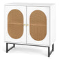 Kitchen Buffet Sideboard, Wooden Storage Cabinet with 2 PE Rattan Doors