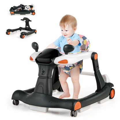 2 in 1 Foldable Toddler Push Along Walker with Music