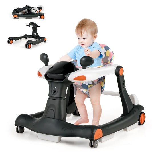2 in 1 Foldable Toddler Push Along Walker with Music