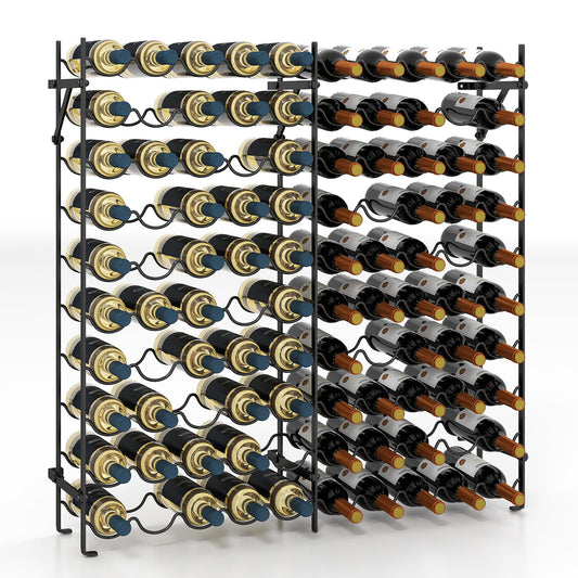 100 Bottles Wine Rack, 10-Tier Wine Holder Stand with Wall-Anchored Design