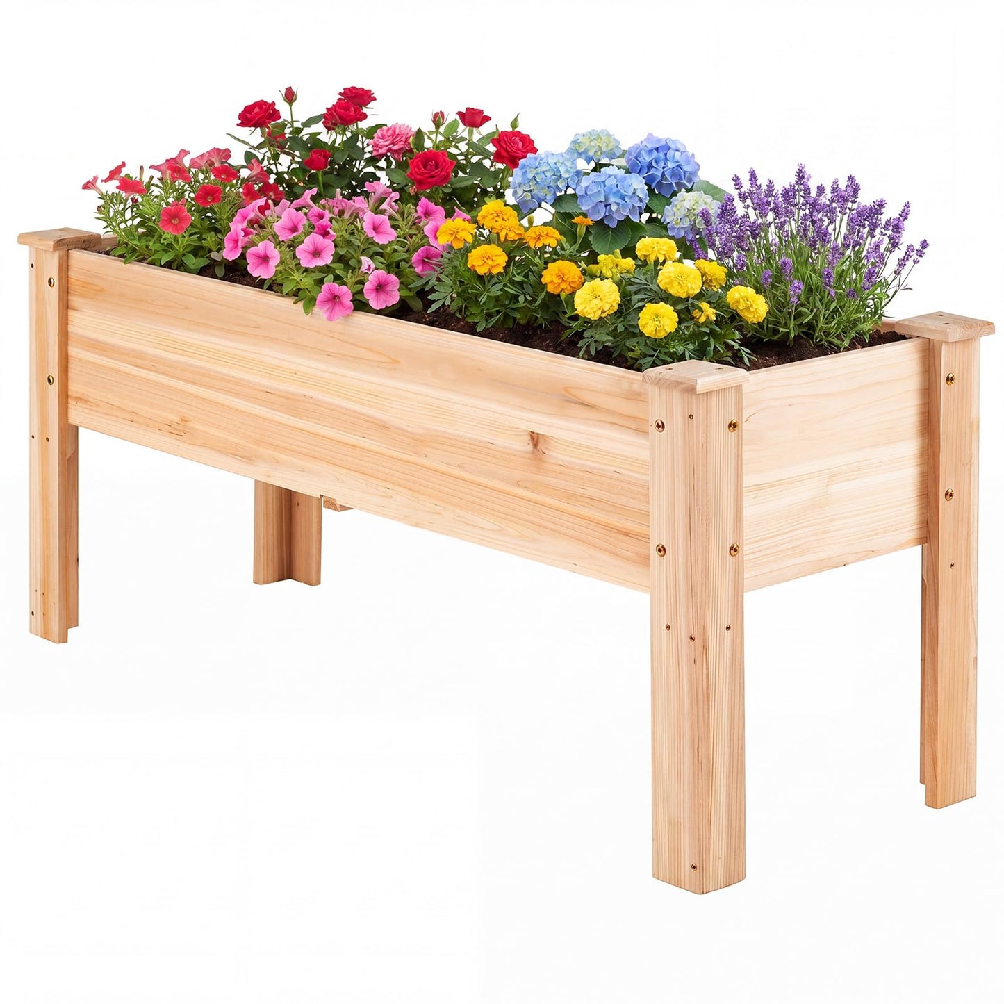 Wooden Raised Garden Bed, Elevated Vertical Planter with Drainage Holes
