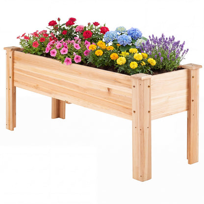 Wooden Raised Garden Bed, Elevated Vertical Planter with Drainage Holes