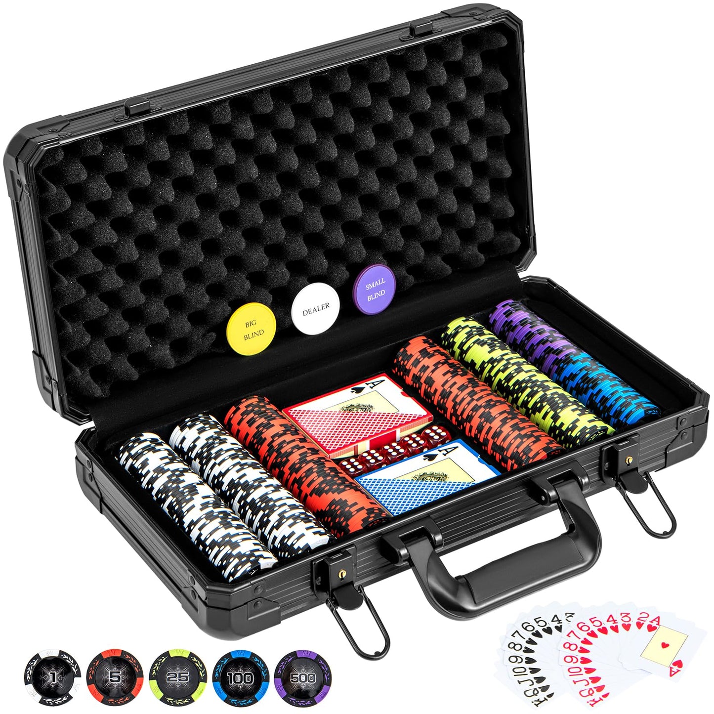 300 Pieces Texas Holdem Poker Set with Claytec Chips