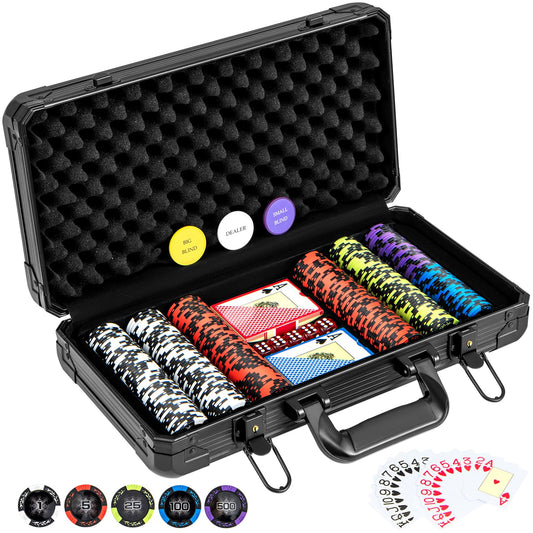 300 Pieces Texas Holdem Poker Set with Claytec Chips