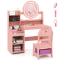 Kids Dressing Table with Lighted Mirror (White, With Storage