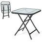 46cm Folding Garden Tempered Glass Top Square Side Table
