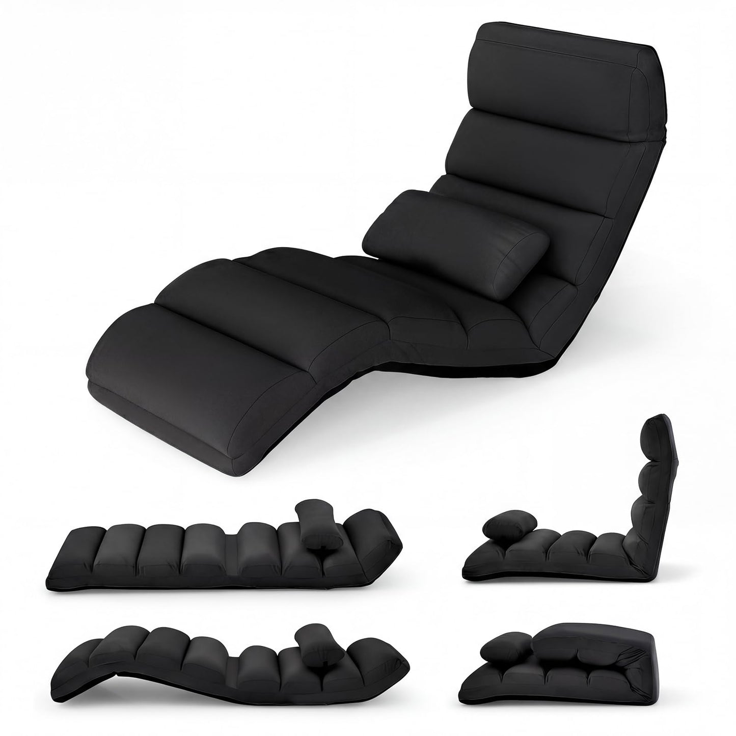 Folding Sofa Bed, 5-Position Adjustable Lazy Floor Sofa Chair Bed