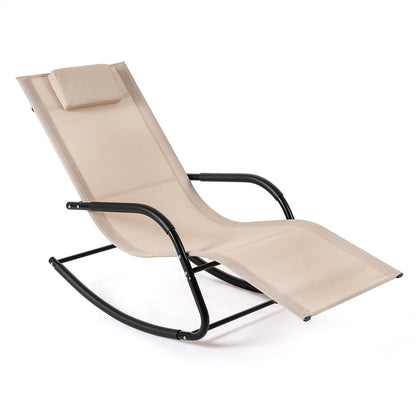 Rocking Sun Lounger, Zero Gravity Recliner Garden Rocking Chair with Headrest & Curved Armrests