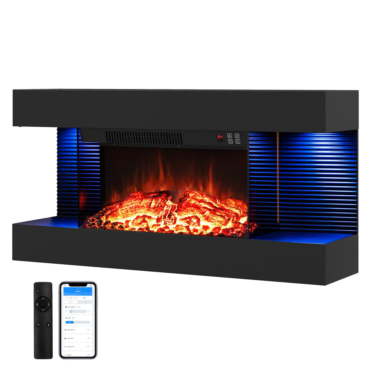 Electric Fireplace, Wall Mounted Electric Fire Suite with WiFi
