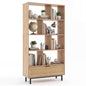 162 cm Tall Wooden Bookcase, 6-Tier Geometric Bookshelf with Drawer
