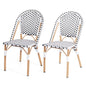 GiantexUK Rattan Outdoor Set of 2 Metal Frame Garden Chairs with Backrest & Adjustable Foot Pads