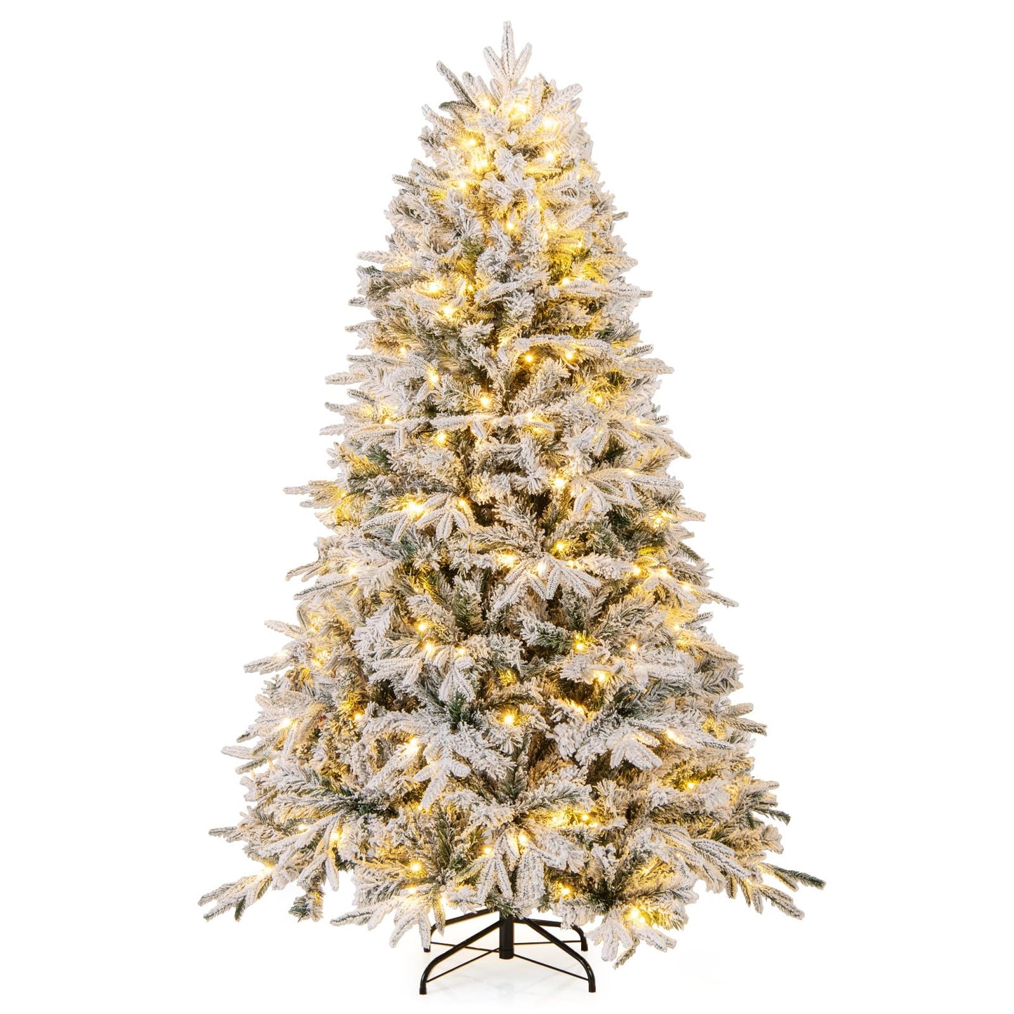 180 cm Artificial Christmas Tree Pre-lit Hinged Xmas Tree with 270 Warm White LED Lights