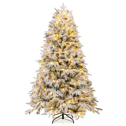 180 cm Artificial Christmas Tree Pre-lit Hinged Xmas Tree with 270 Warm White LED Lights