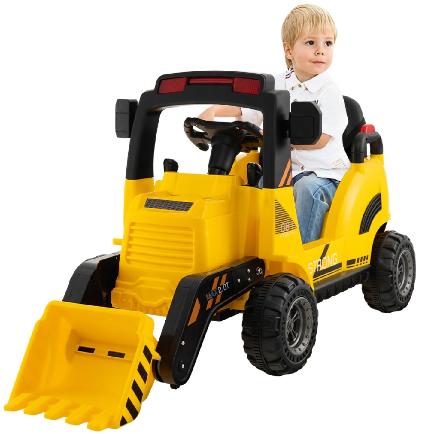 12V Kids Ride On Construction Tractor with Electric Bucket and Music