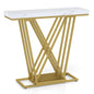 Gold Console Table Modern Sofa Table with Faux Marble Rectangular Tabletop