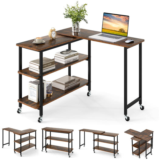 360° Free Rotating Sofa Side Table with Swivel and Sliding Tabletop