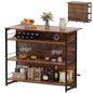 2-in-1 Home Bar Unit with 4 Shelves and Glass Holders and Wine Racks