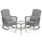 3 Piece Outdoor Rocking Chair Set with Cozy Cushions and Pillow