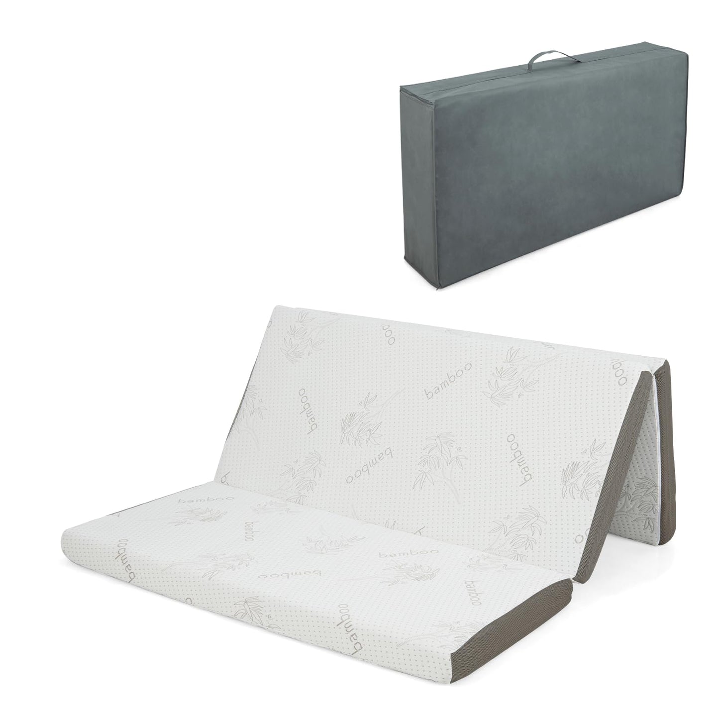 Cooling Gel Memory Foam Folding Mattress with Bamboo Cover and Mesh Border Fabric