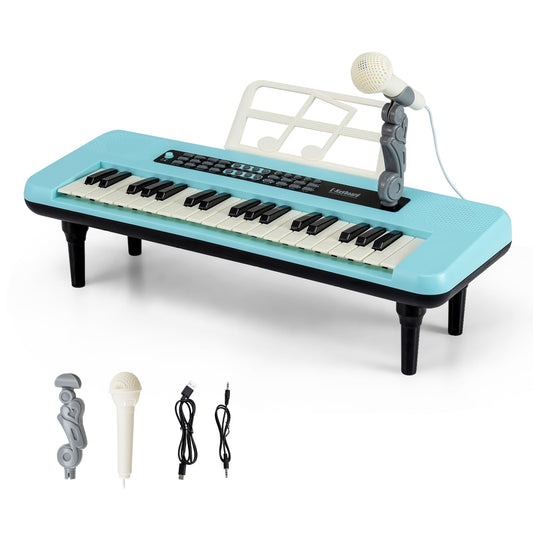 37 Keys Kids Portable Piano Keyboard with Microphone and Music Stand