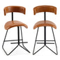 Bar Stools Set of 2, Fabric/PU Leather Upholstered Bar Chairs with Curved Back