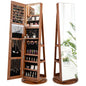 360 Degree Mirrored Jewelry Armoire with 3 Color Auto on LED Lights