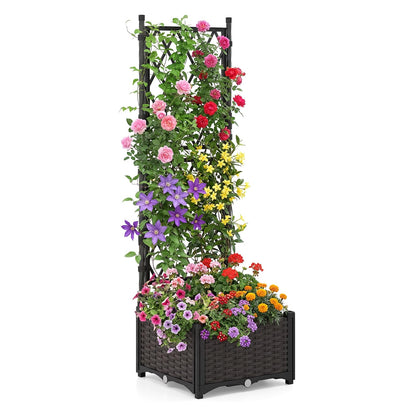 Garden Planter with Trellis, Weather-Resistant Trough Grow Box