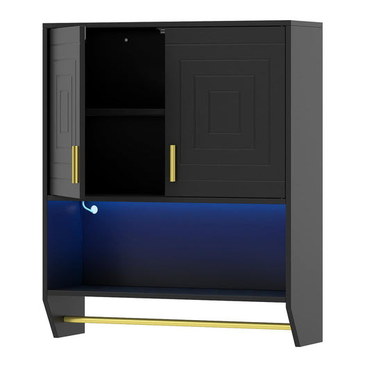 Wall Mounted Bathroom Cabinet Over the Toilet Storage Cabinet with 3-Color Lights