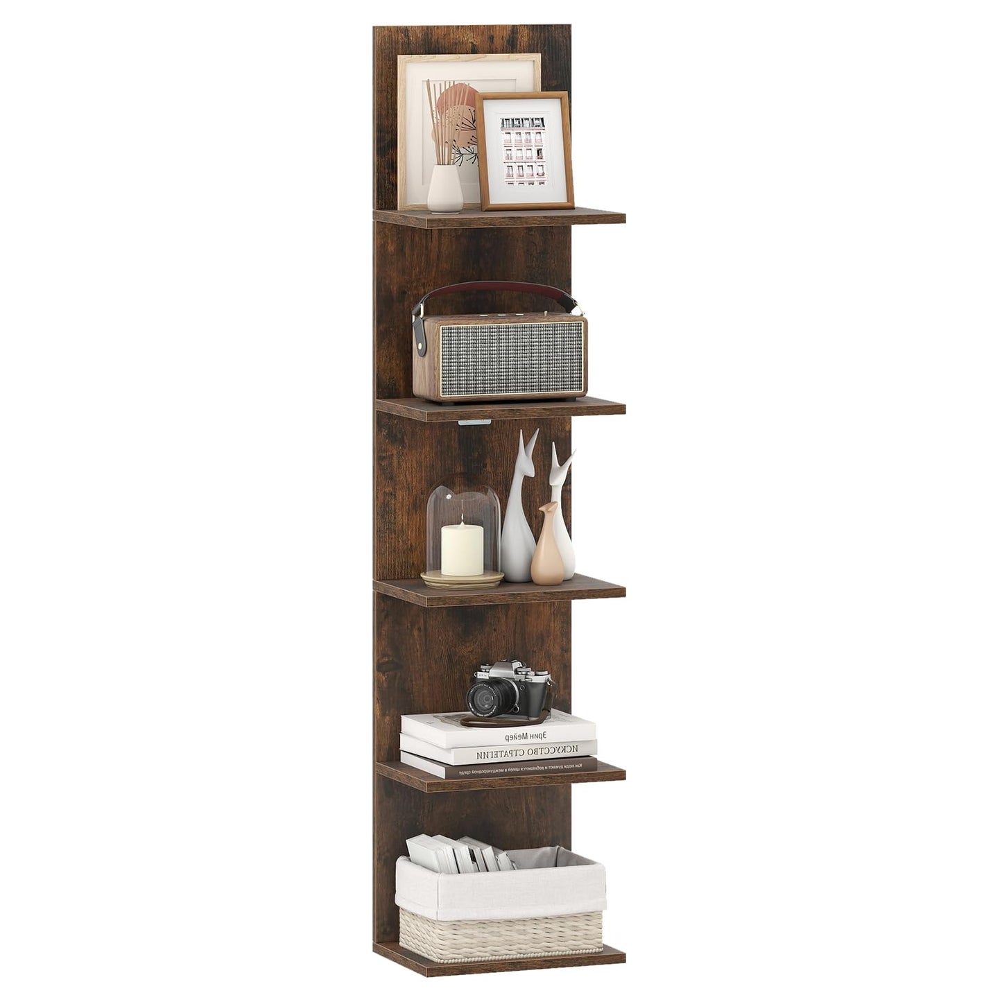 Wall Mounted Bookcase Shelving Unit, Wooden Storage Bookshelf