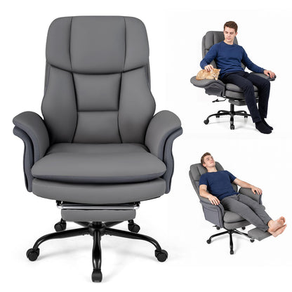 Ergonomic Cross Legged Office Chair with Retractable Footrest Adjustable Armrests for Home Office