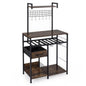 Baker's Rack, Microwave Stand with Wine Rack and Glass Holders
