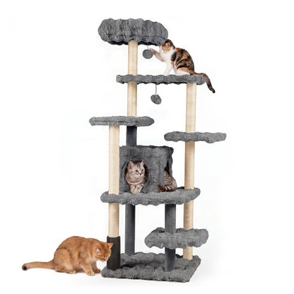 Cat Tree with Sisal Scratching Posts and Platform for Indoor Cats