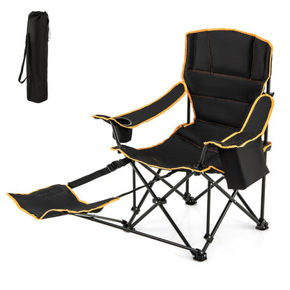 Portable Reclining Camp Chair with Detachable Footrest