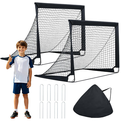 Portable Football Goals Set of 2, 4 x 3 ft Pop Up Soccer Nets