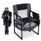 Folding Directors Chair, Oversized Camping Chairs (Black+Gray) | Cup Holder, Side Pocket, Bottle Opener