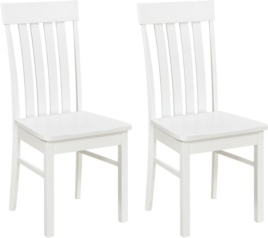 Dining Chairs Set of 2 with Hollowed Backrests and Rubber Wood Seats