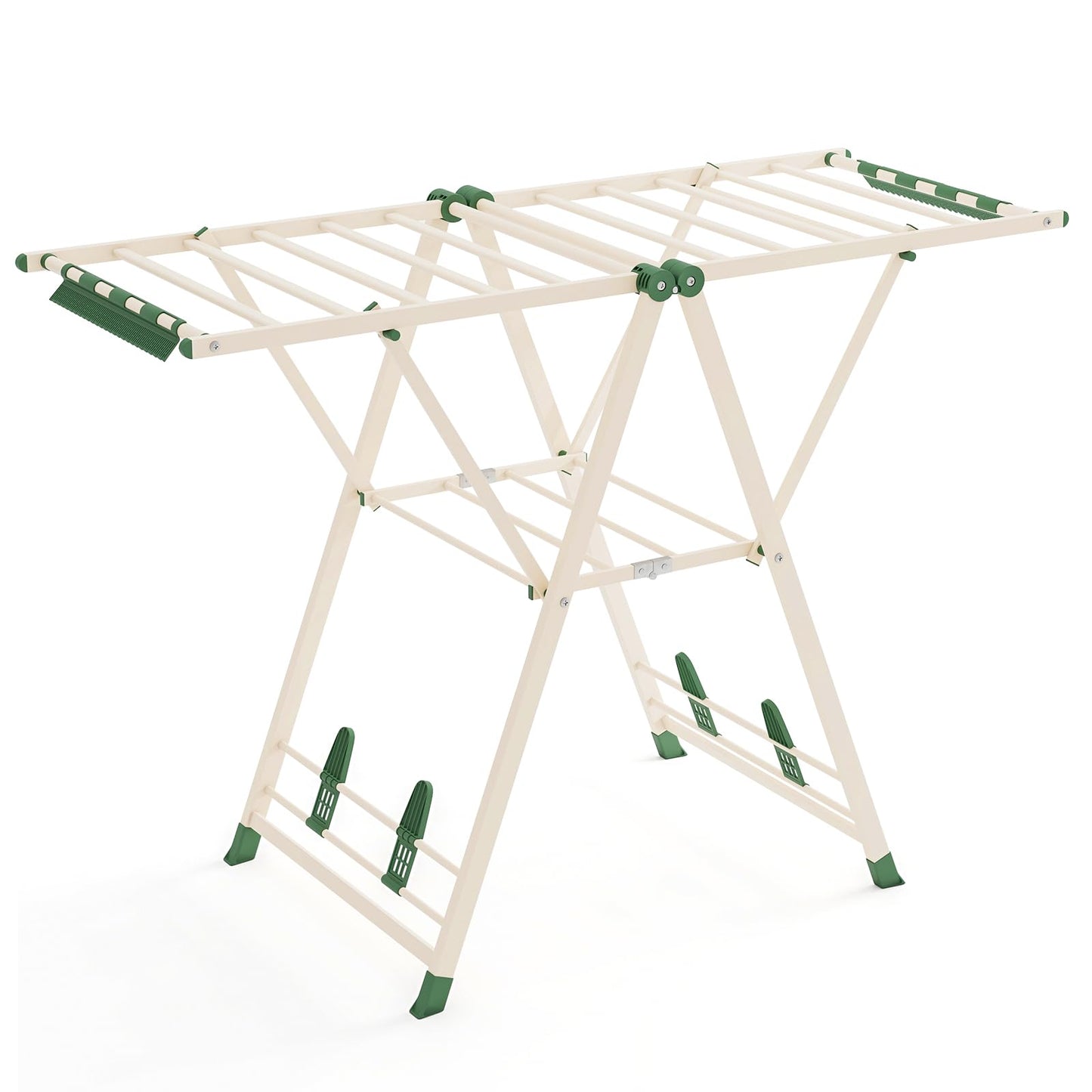 2-Level Foldable Clothes Drying Rack with Height-Adjustable Wings