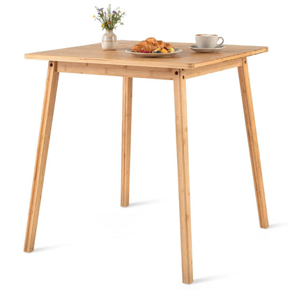 Dining Table for 2-4, Bamboo Square Kitchen Table with Anti-slip Footpads