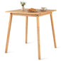 Dining Table for 2-4, Bamboo Square Kitchen Table with Anti-slip Footpads