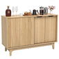 Kitchen Sideboard, Fluted Wooden Storage Cabinet with Adjustable Shelves