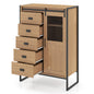 Storage Cabinet with Sliding Door & 5 Drawers