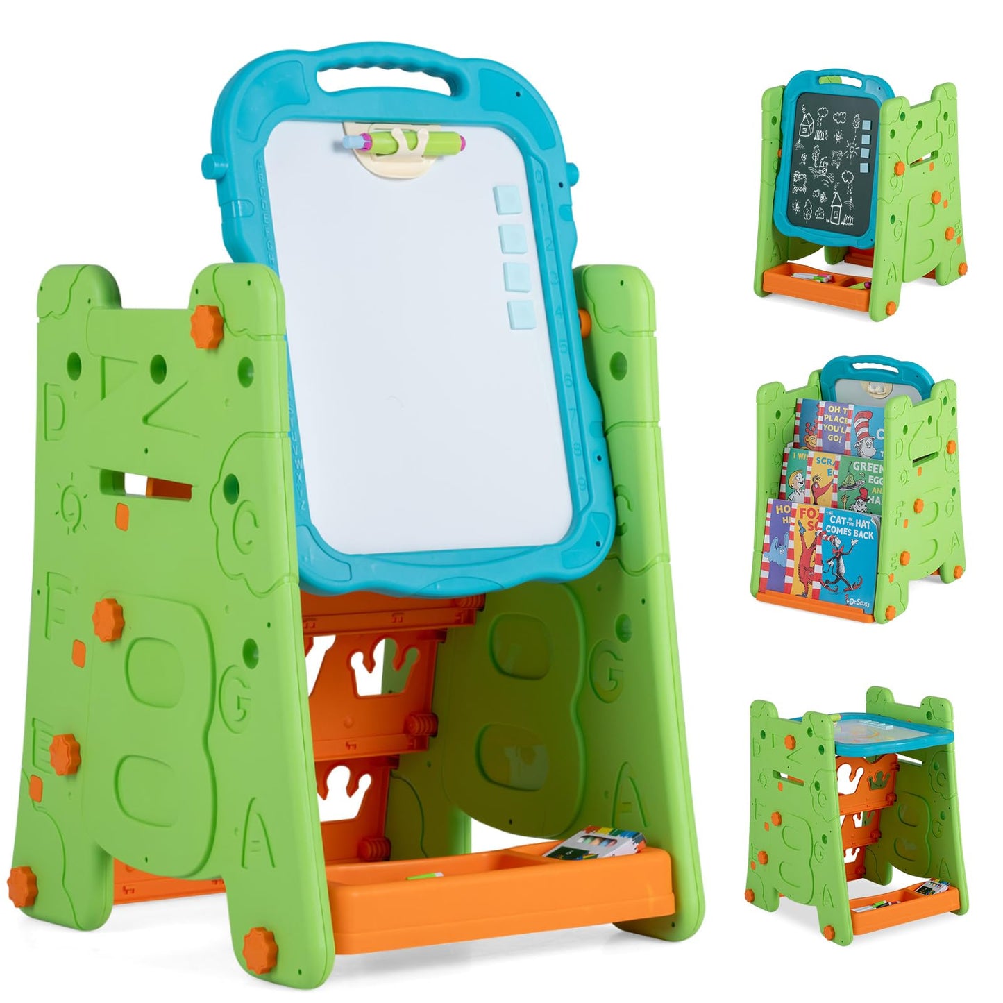 3 in 1 Art Easel for Kids Double Sided Magnetic Board Chalkboard and Whiteboard