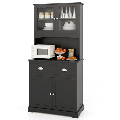Tall Kitchen Cupboard, 4 Door, 2 Adjustable Shelves, 2 Drawers