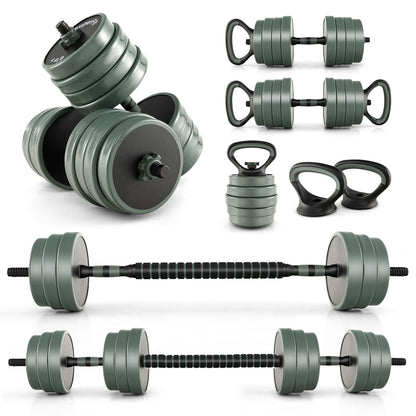 21KG/41KG Dumbbell Barbell Set, 4-in-1 Dumbbell, Barbell, Kettlebell & Push-Up Stand