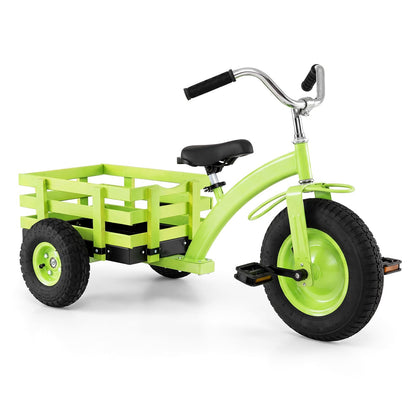 Kids Tricycle ( 121 x 57 x 68-77cm, with Storage Basket) | Carbon Steel Toddler Trike with Inflatable Rubber Tires