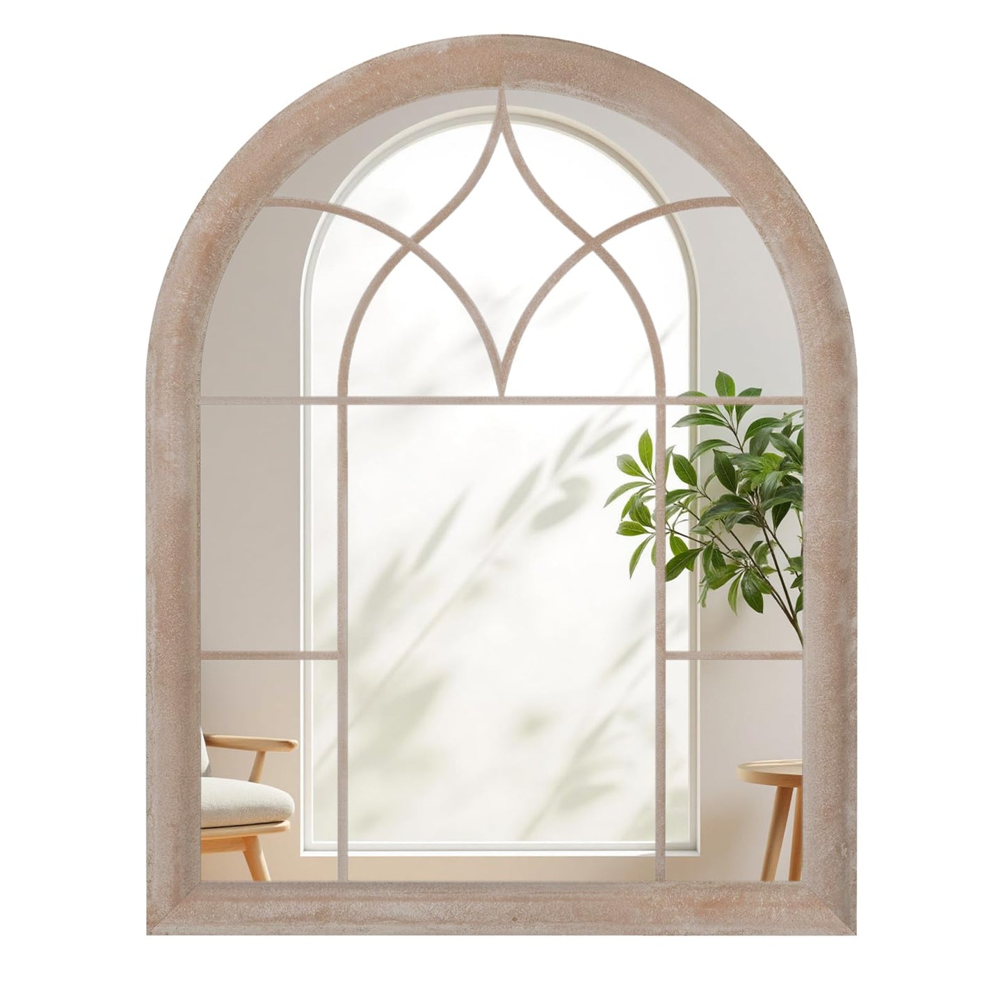 Arched Window Wall Mirror, Farmhouse Hanging Accent Decorative Mirror