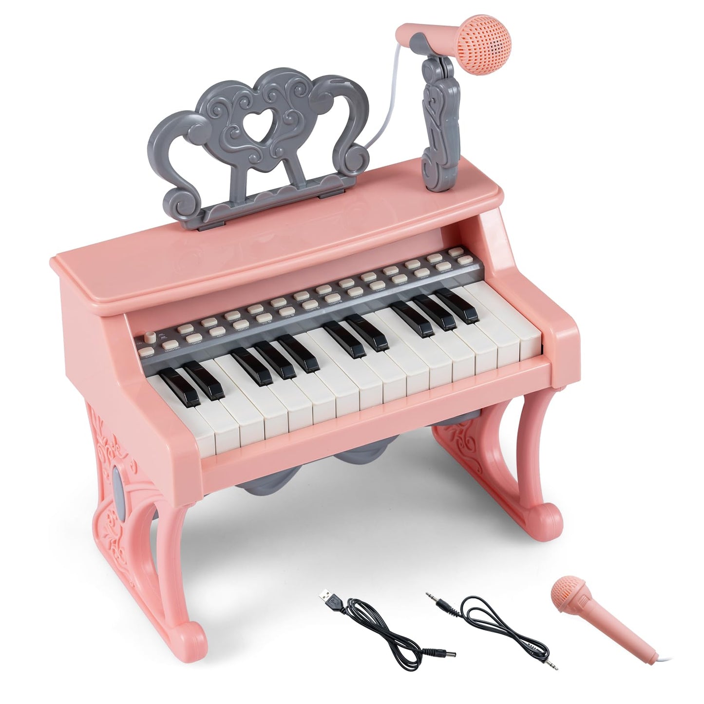 Mini Keyboard Piano for Kids 25 Keys Electric Piano with Music Stand and Microphone