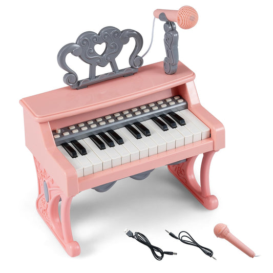Mini Keyboard Piano for Kids 25 Keys Electric Piano with Music Stand and Microphone